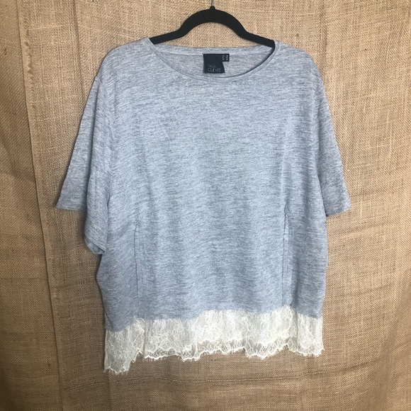 ASOS Curve Tops - ASOS Curve 22 Plus Size T-shirt Lace Hem Top 22W